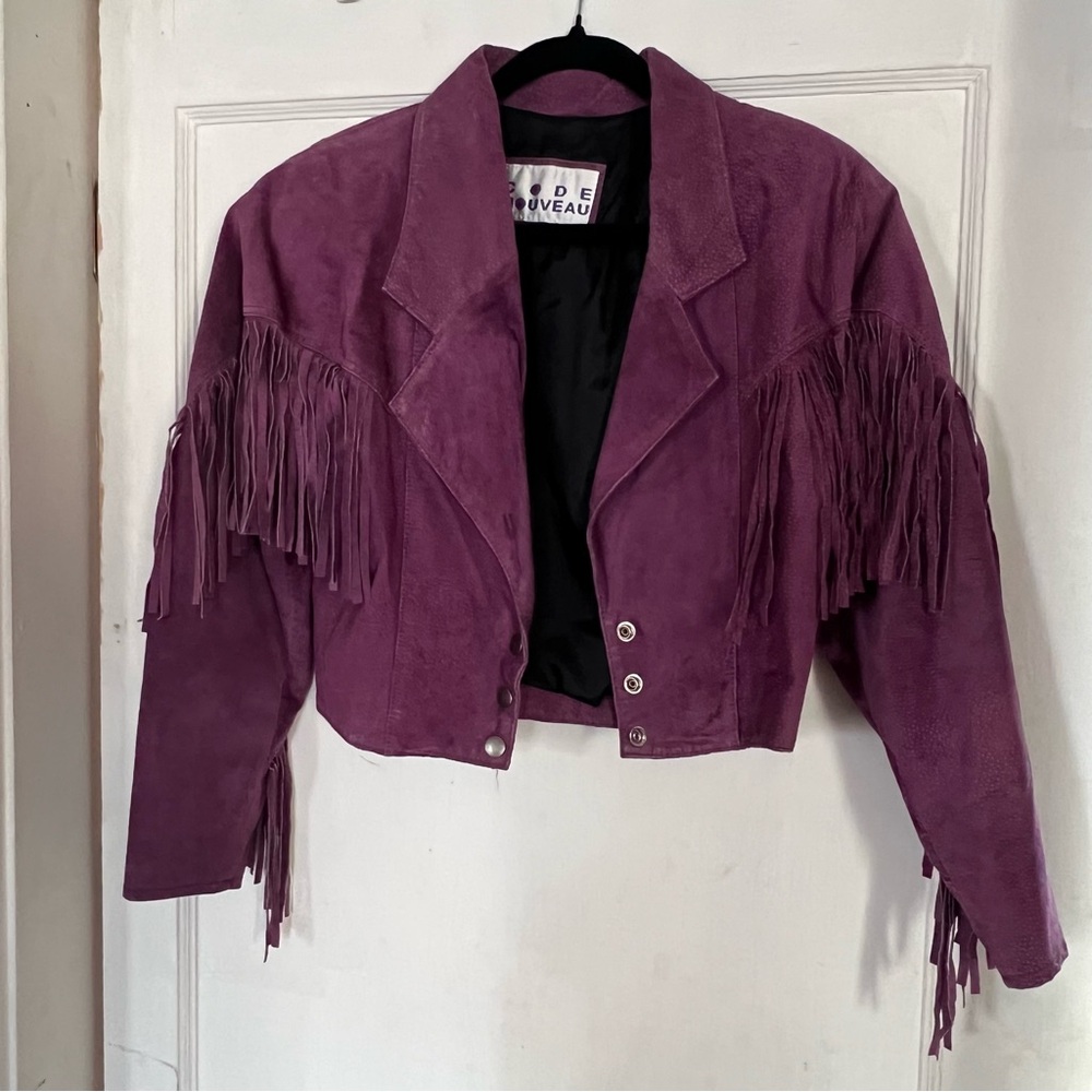 VTG Purple suede fringe jacket